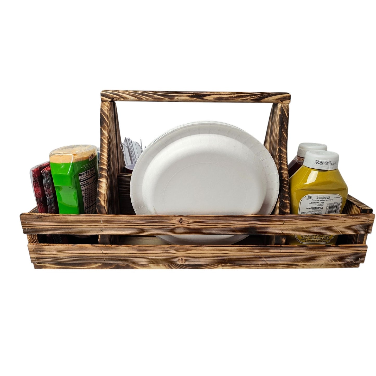 Wooden Picnic BBQ Caddy Condiment Holder - Made in Utah