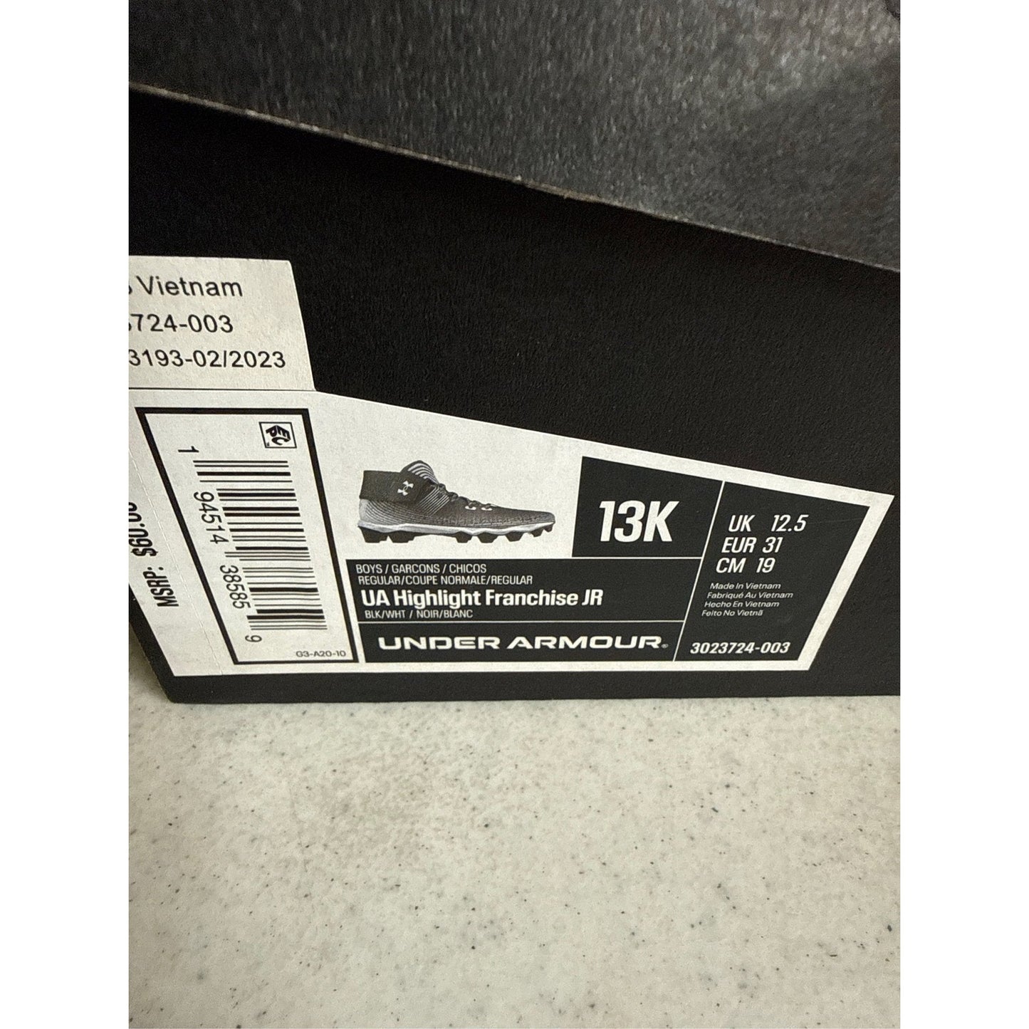 Under Armour Boys Highlight Franchise Jr Football Cleats, Size 13K