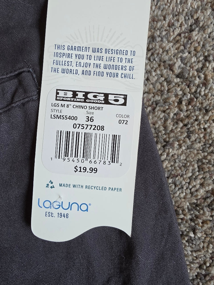 Laguna Men's Flat Front Chino Shorts - Black - Size 36