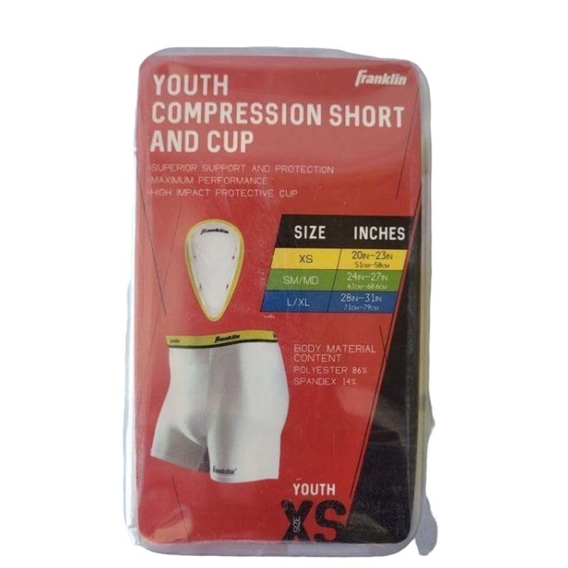 Franklin Sports Youth Compression Short with Cup, XS