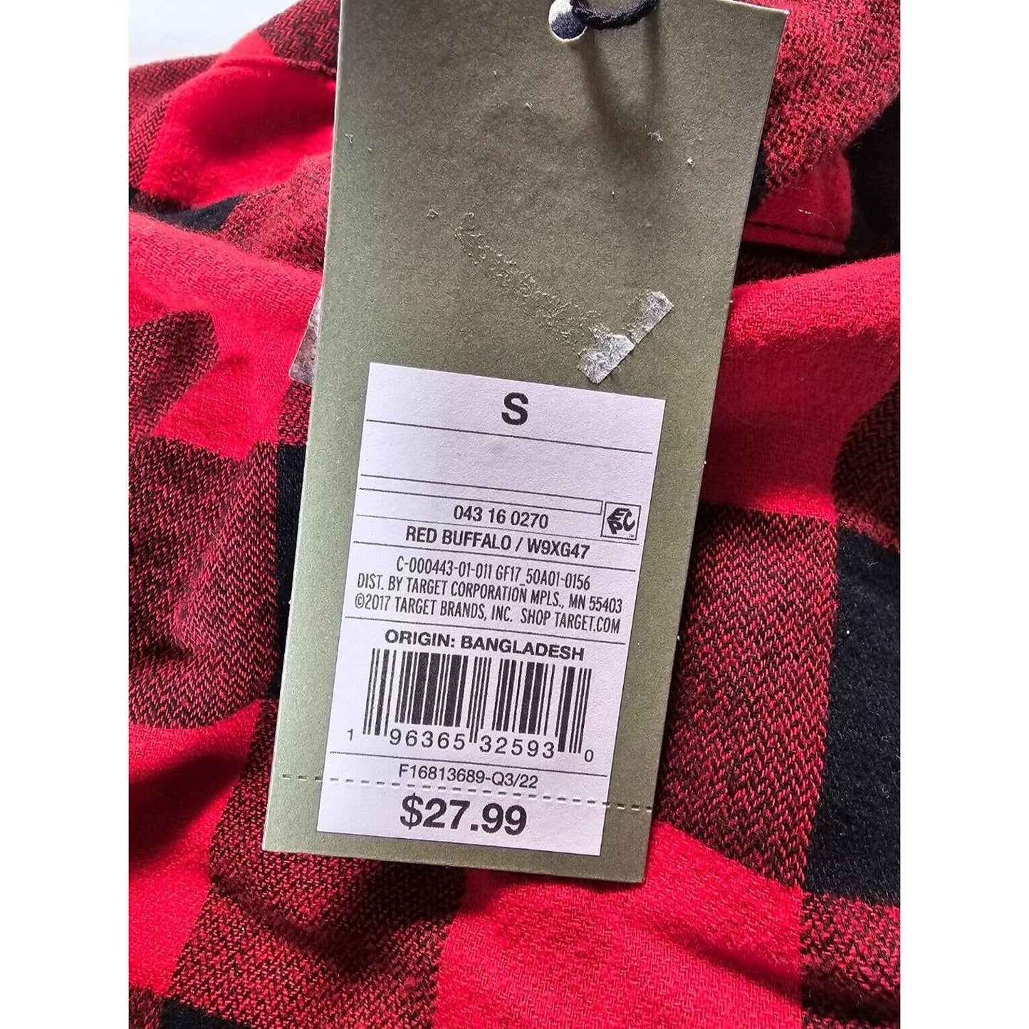 Goodfellow & Co Men's Red Plaid Heavyweight Standard Fit Flannel Shirt, Size S