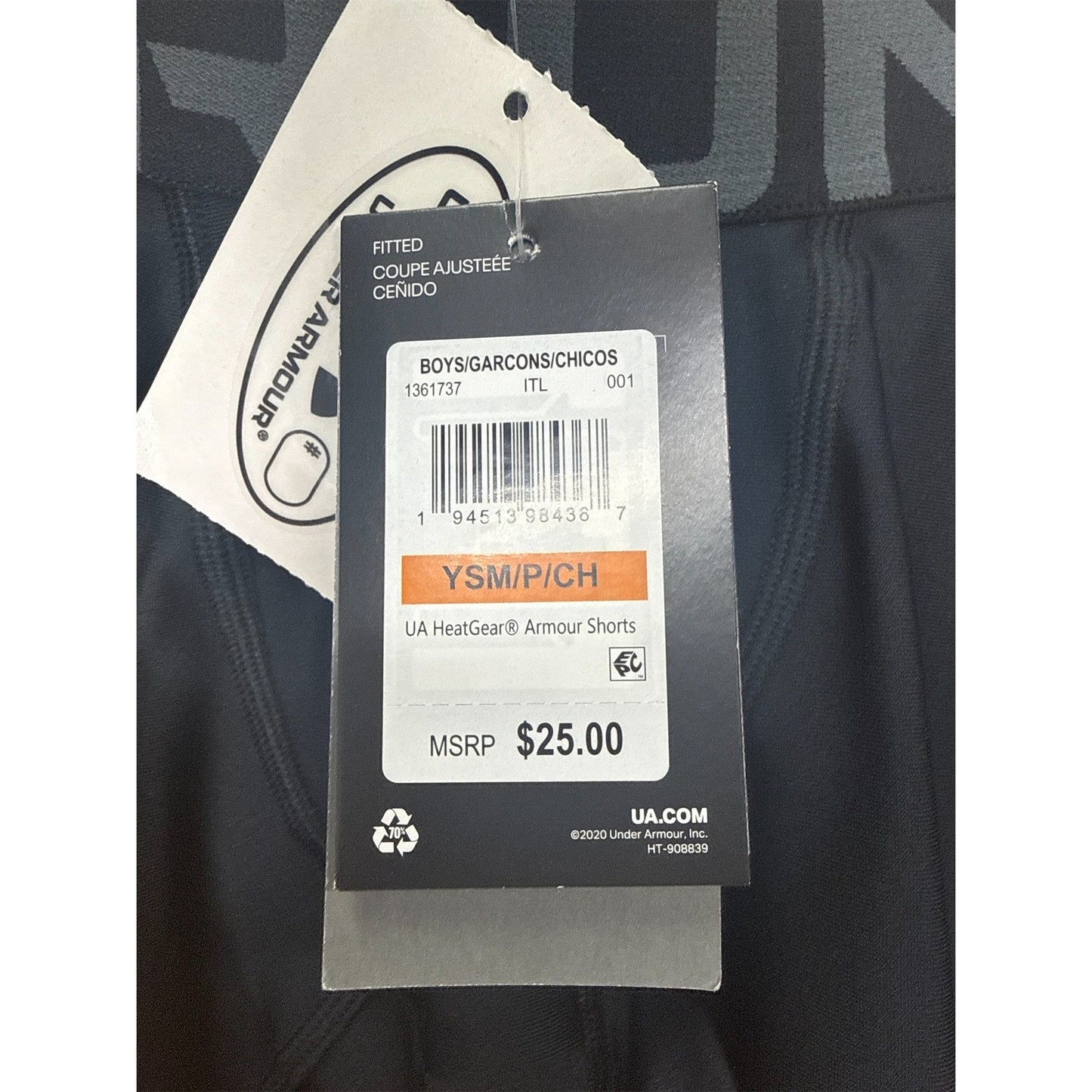 Under Armour Boys' Small HeatGear Shorts - Black Athletic Performance Wear - S