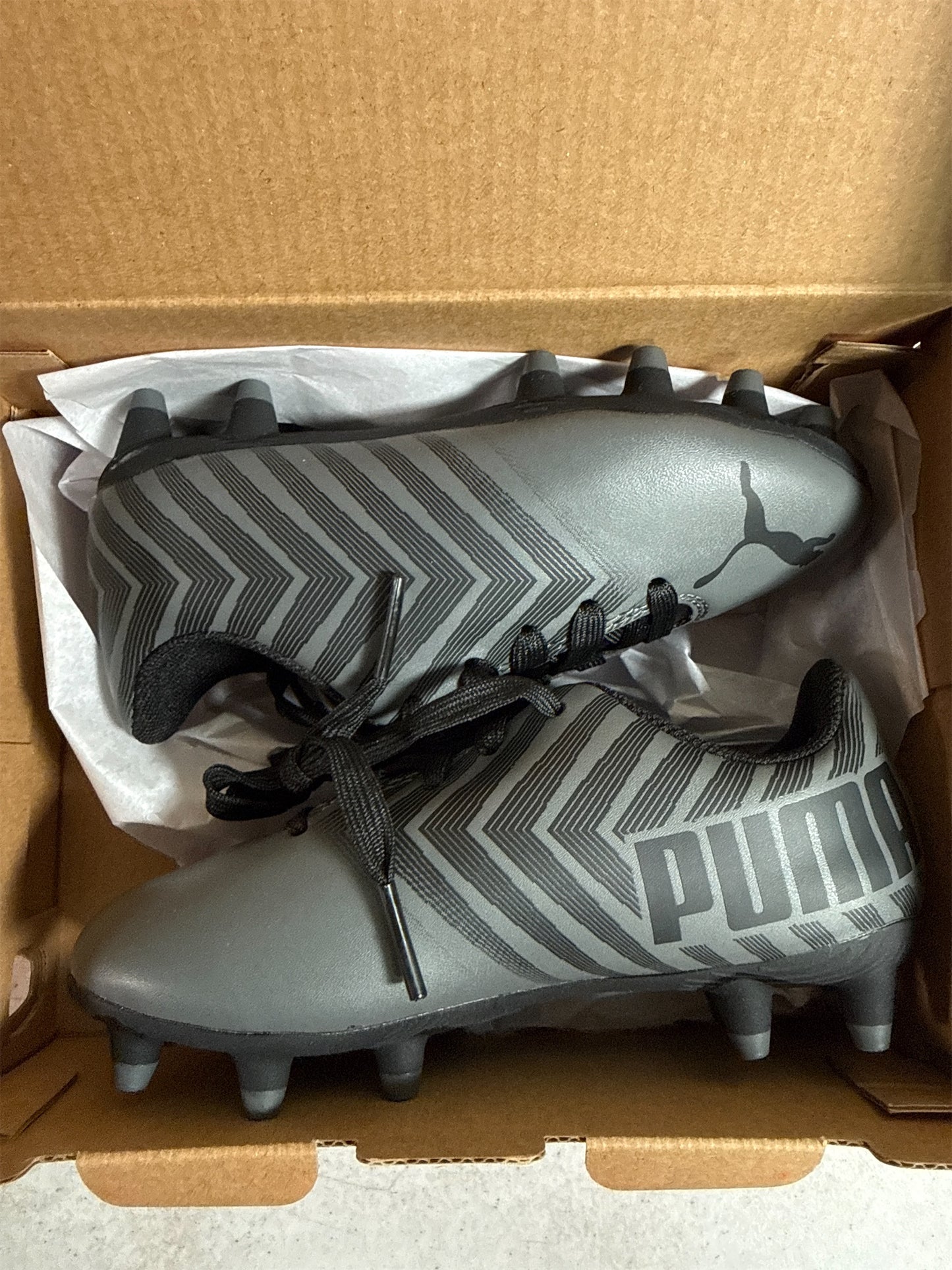 Puma Tacto 2 FG/AG Junior Soccer Cleats - Black/Castlerock, Size 9
