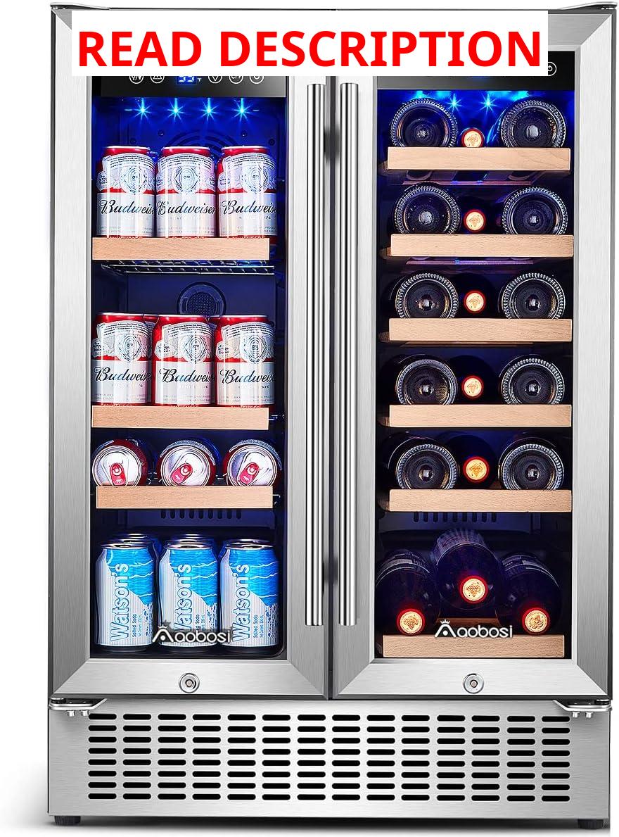 AAOBOSI 30 Inch Dual Zone Wine and Beverage Cooler - Stainless Steel Built-In Fridge