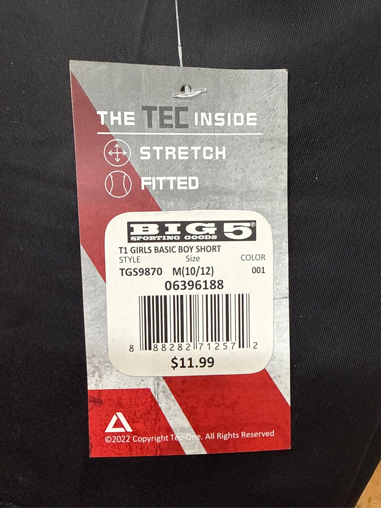TEC-ONE Girls' Basic Athletic Boy Shorts, 4.5" Inseam - Black, Size M (10/12)