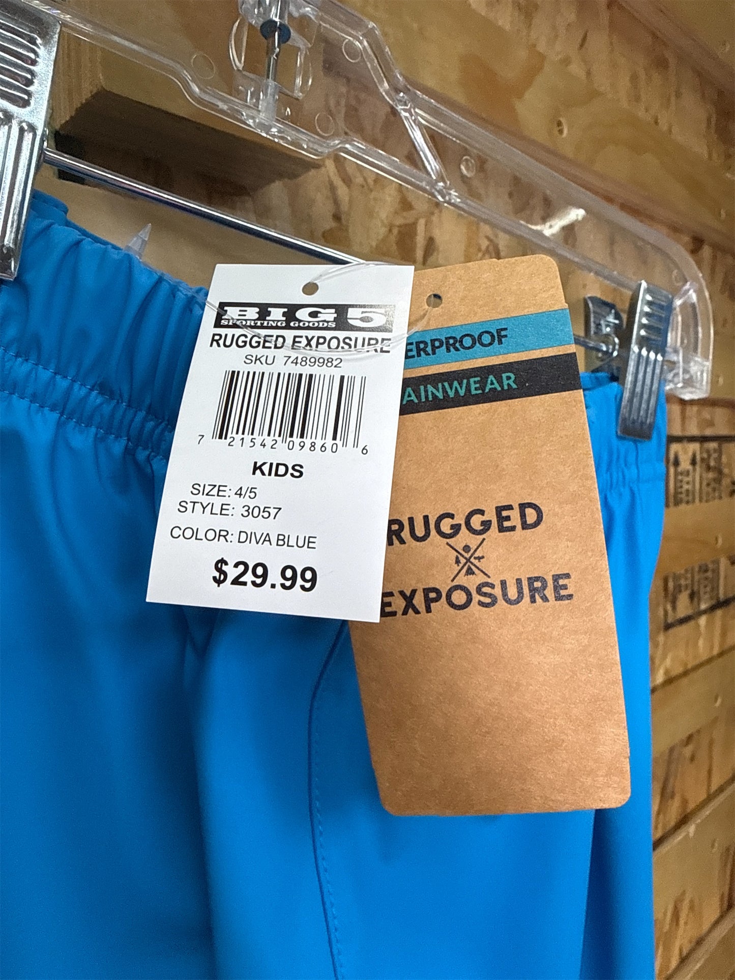 Rugged Exposure Kids' Waterproof Rain Pants - Bright Blue, Size 4/5