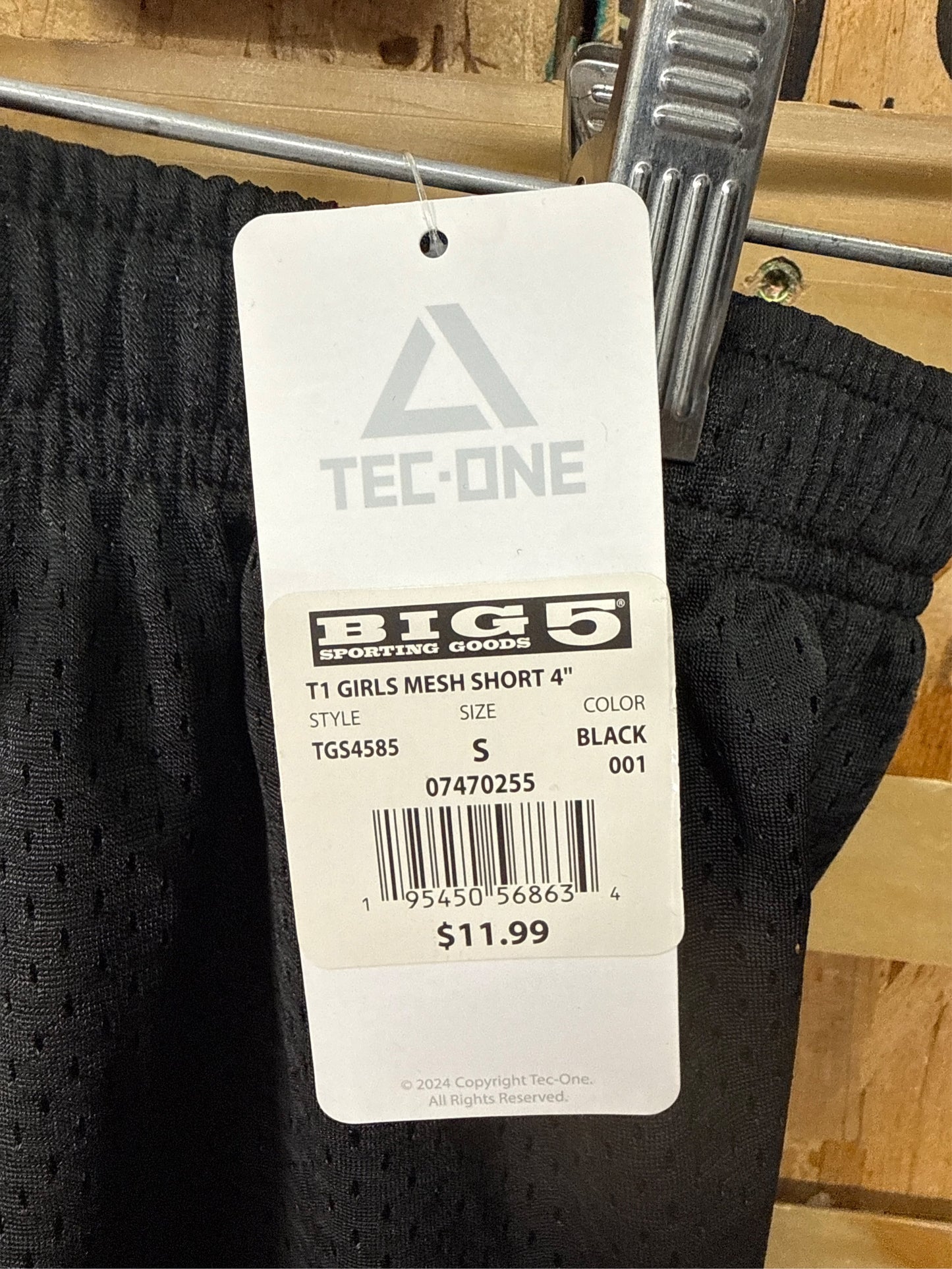 TEC-ONE Girls' 4" Inseam Poly Mesh Athletic Shorts - Black, Size Small