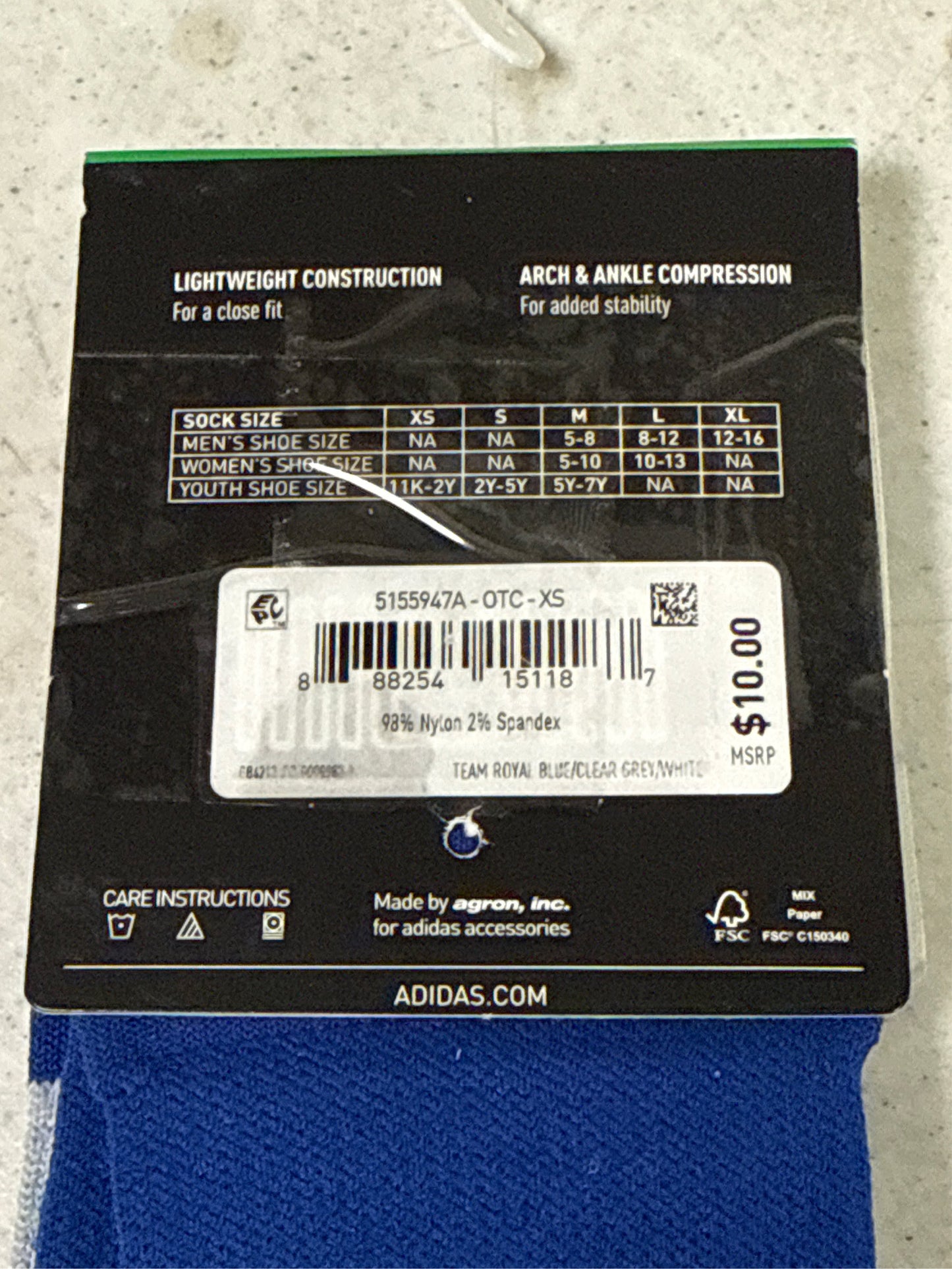 Adidas Metro VI Soccer Socks - Royal Blue/Clear Grey/White, XS