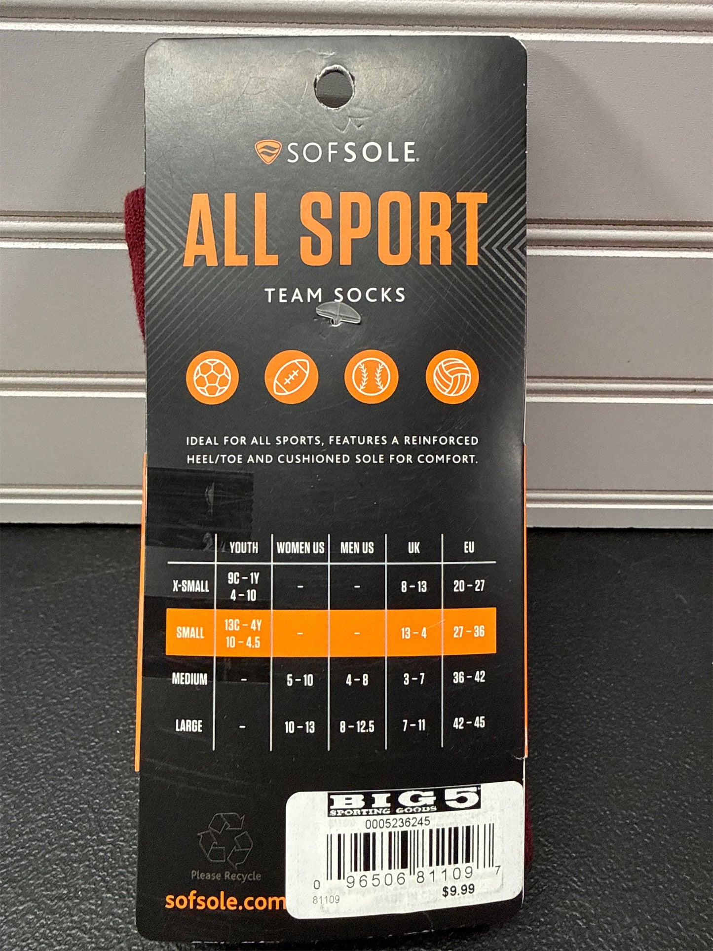 Sofsole Youth All-Sport Athletic Team Socks - 2 Pack, Maroon, Small