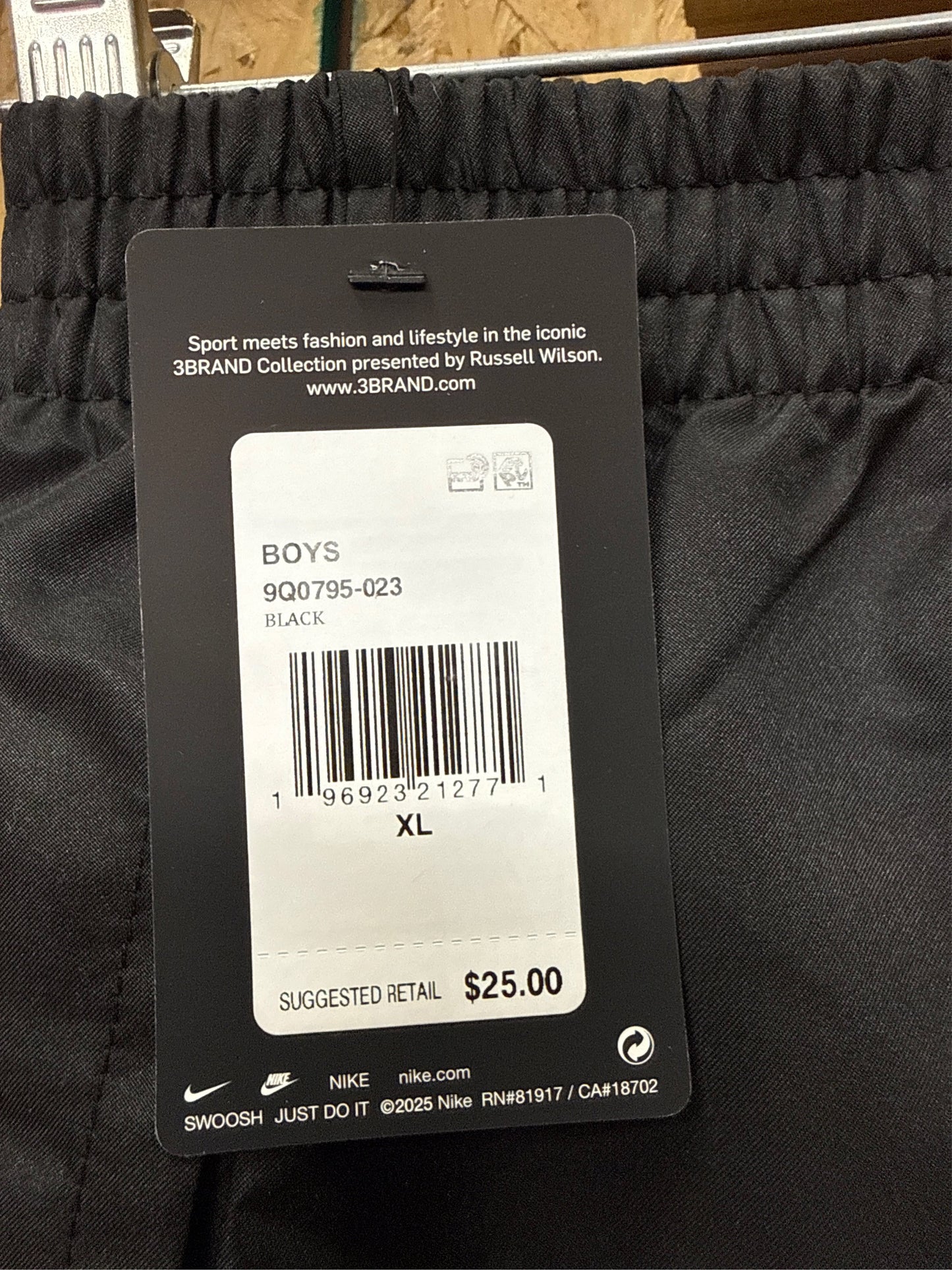 Nike 3Brand Boys' Woven Defense Badge Athletic Shorts - Black, Size XL