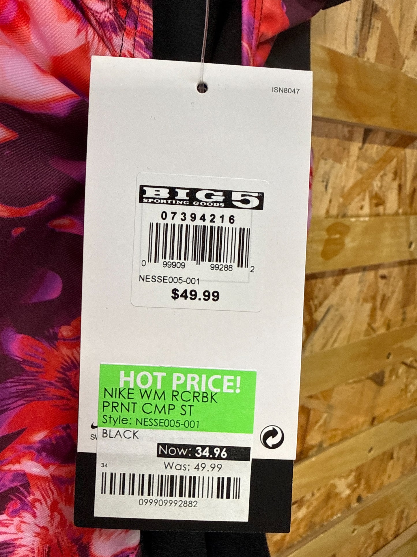 Nike Hydrastrong Multi Print Racerback One-Piece Swimsuit - Black/Pink, Size 34