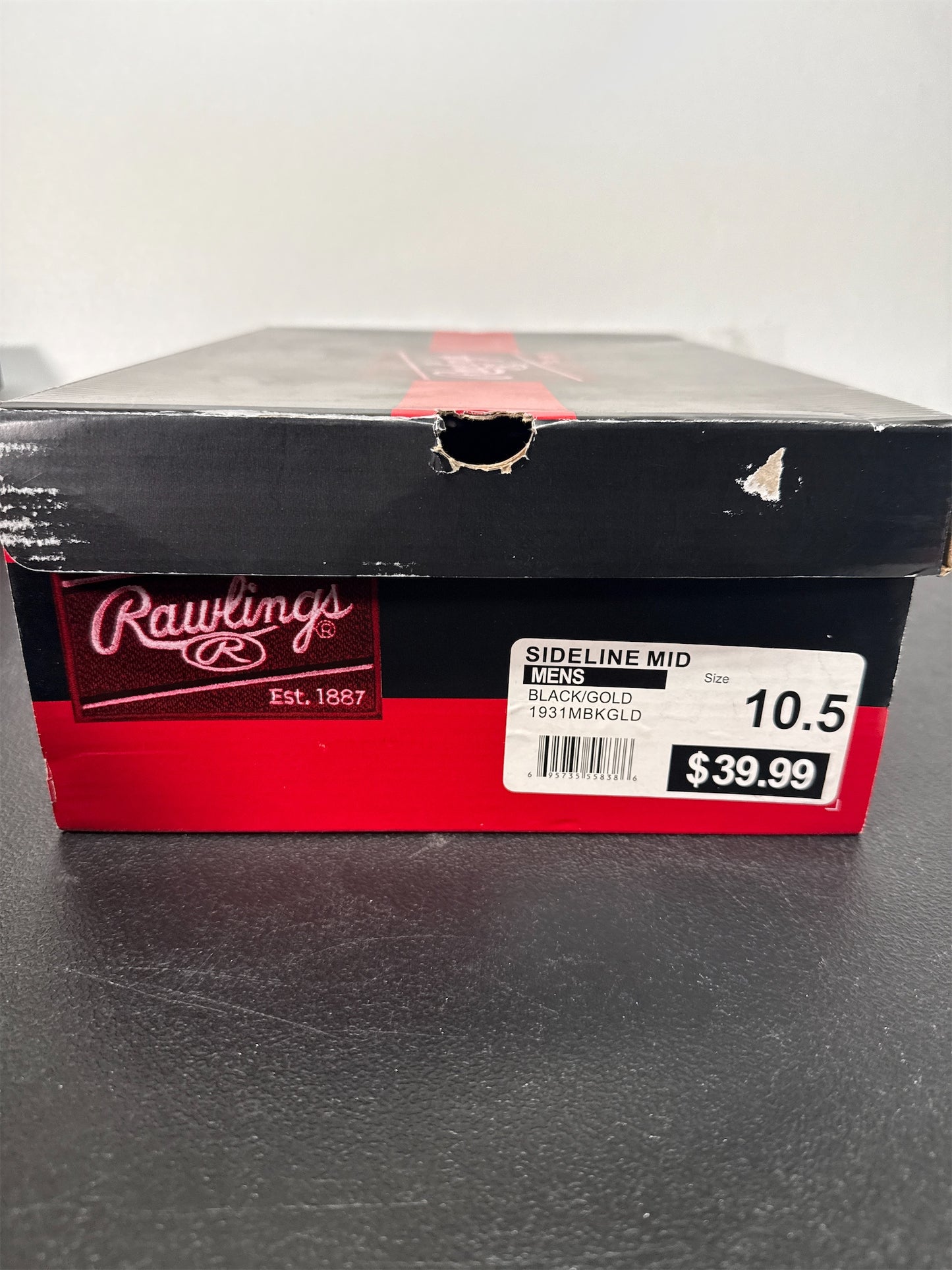 Rawlings Sideline Mid Men's Baseball Cleats - Black/Gold, Size 10.5