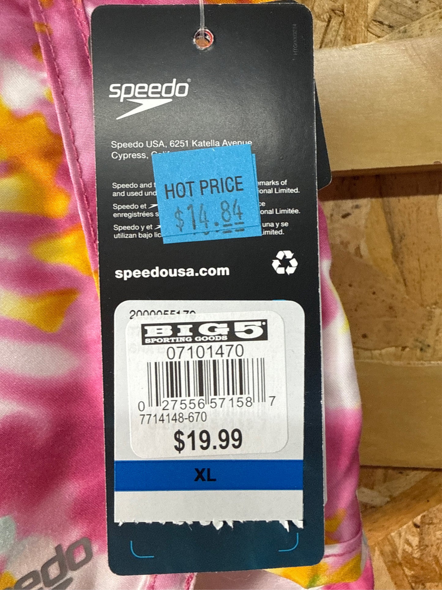 Speedo Girls' Tie-Dye Board Shorts - Pink/Yellow, Size XL