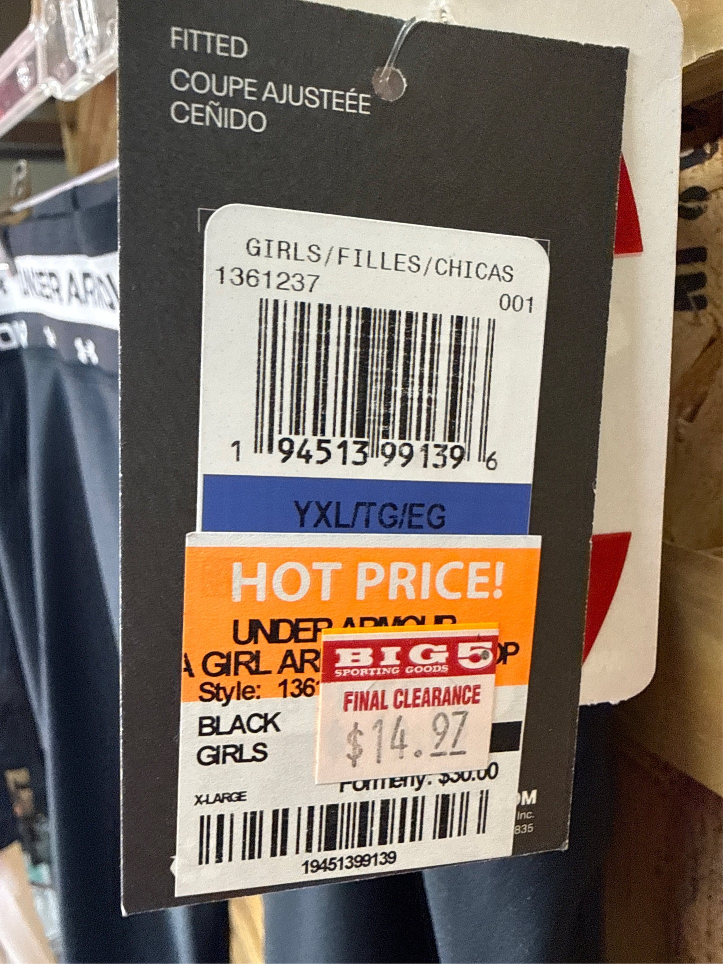 Under Armour Girls' HeatGear Armour Ankle Crop Leggings - Black, XL