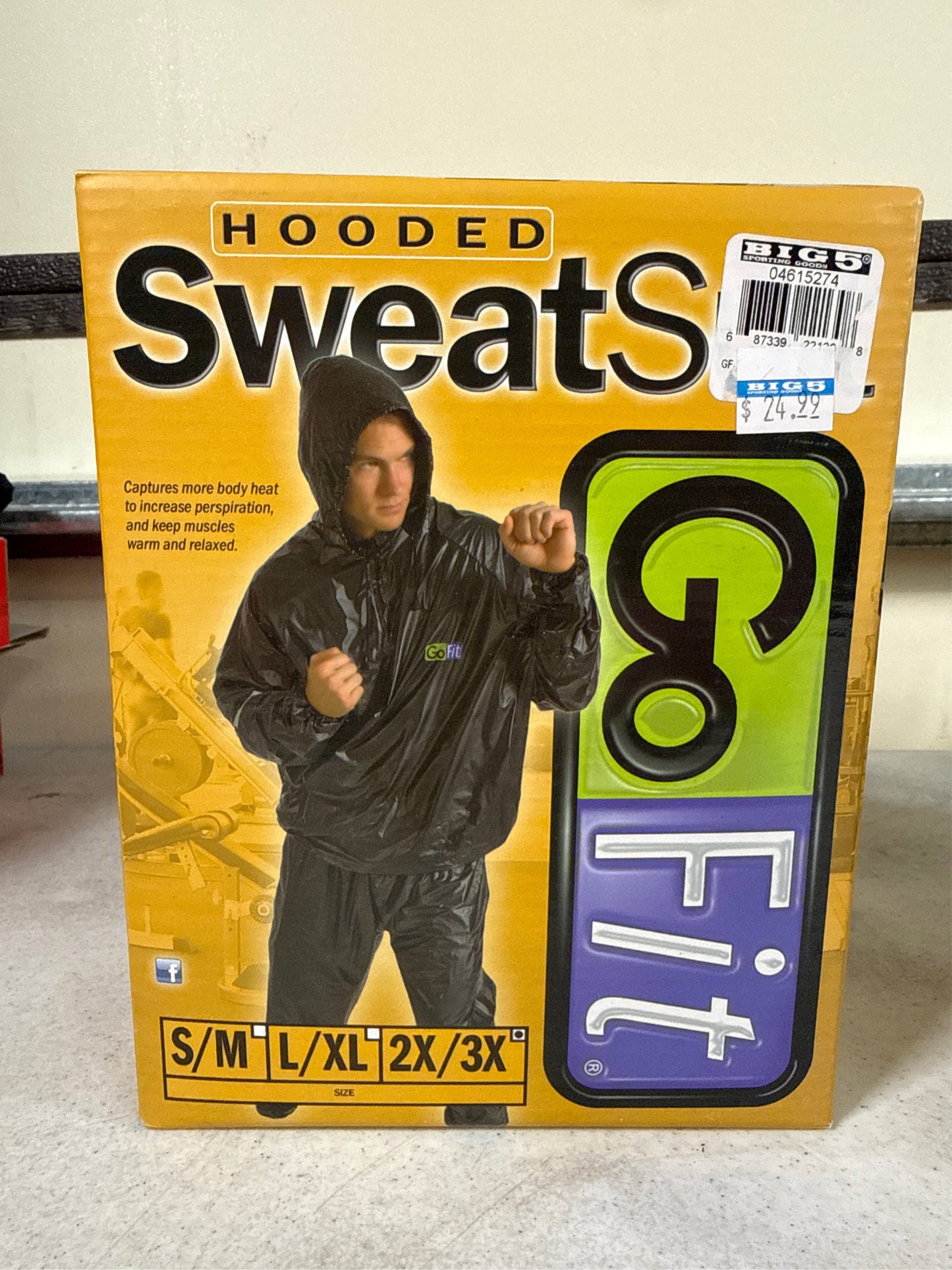GoFit Hooded Thermal Sauna Sweat Suit - Black, Size 2XL/3XL