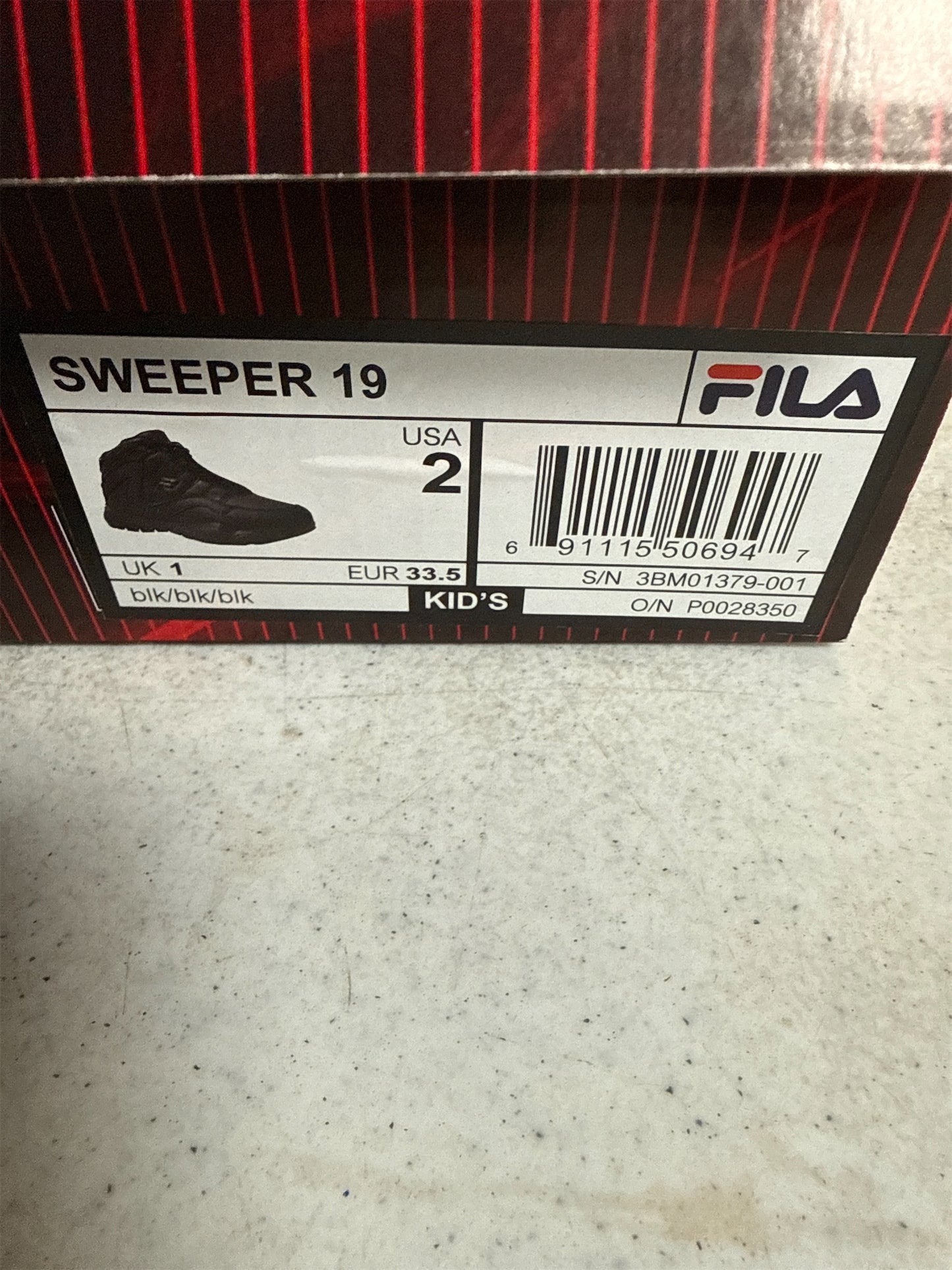 Fila Kids' Sweeper 19 Athletic Basketball Shoes - Black, Size 2