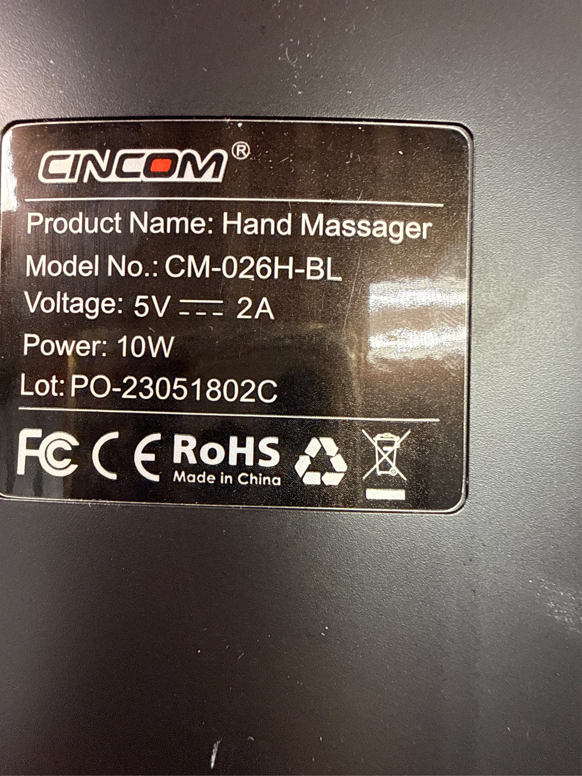 CINCOM Cordless Hand Massager with Heat and Compression - Black