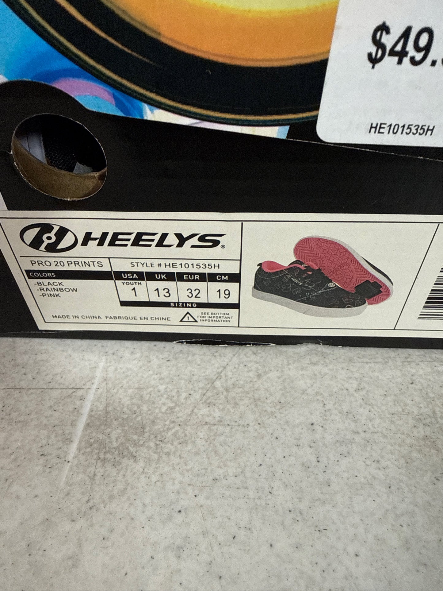 Heelys Kids' Pro 20 Skate Sneakers - Black/Rainbow/Pink - Size 1