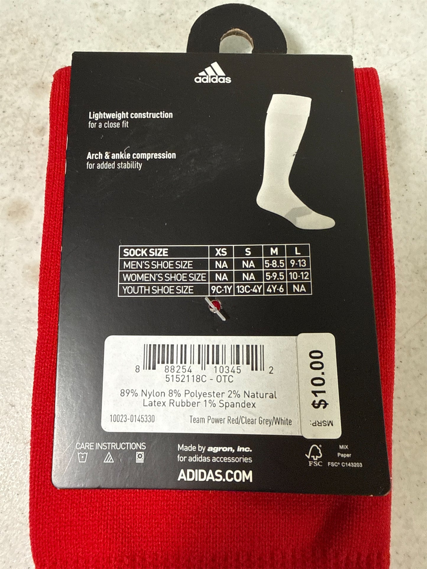 Adidas Unisex Metro Over-the-Calf Soccer Socks - Power Red - Medium