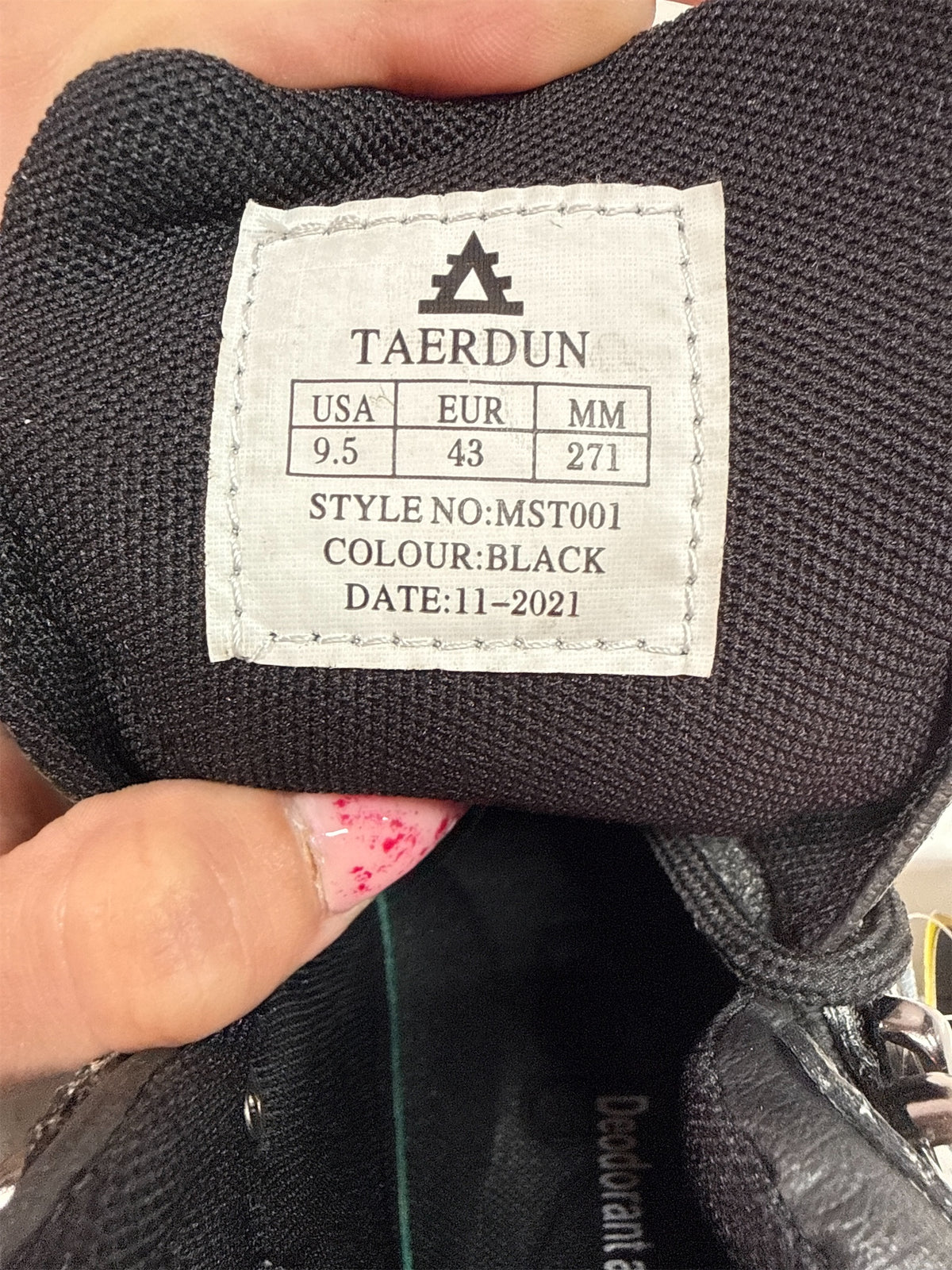 TAERDUN Men's Steel Toe Safety Work Shoes, Black - Size 9.5