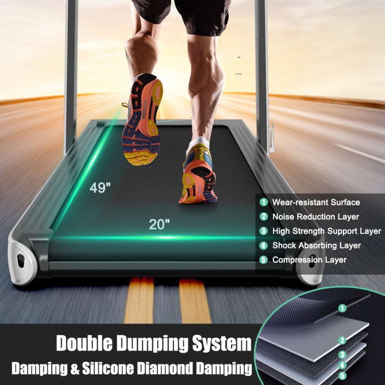 4.75HP 2 In 1 Folding Treadmill with Remote APP Control-Black