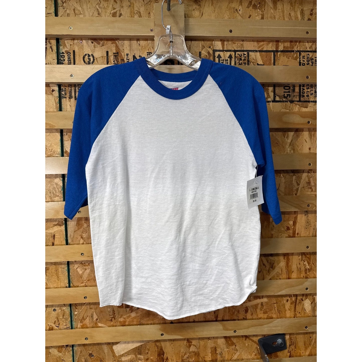 Soffe Youth Baseball/Softball 3/4 Sleeve Shirt, White/Royal - M
