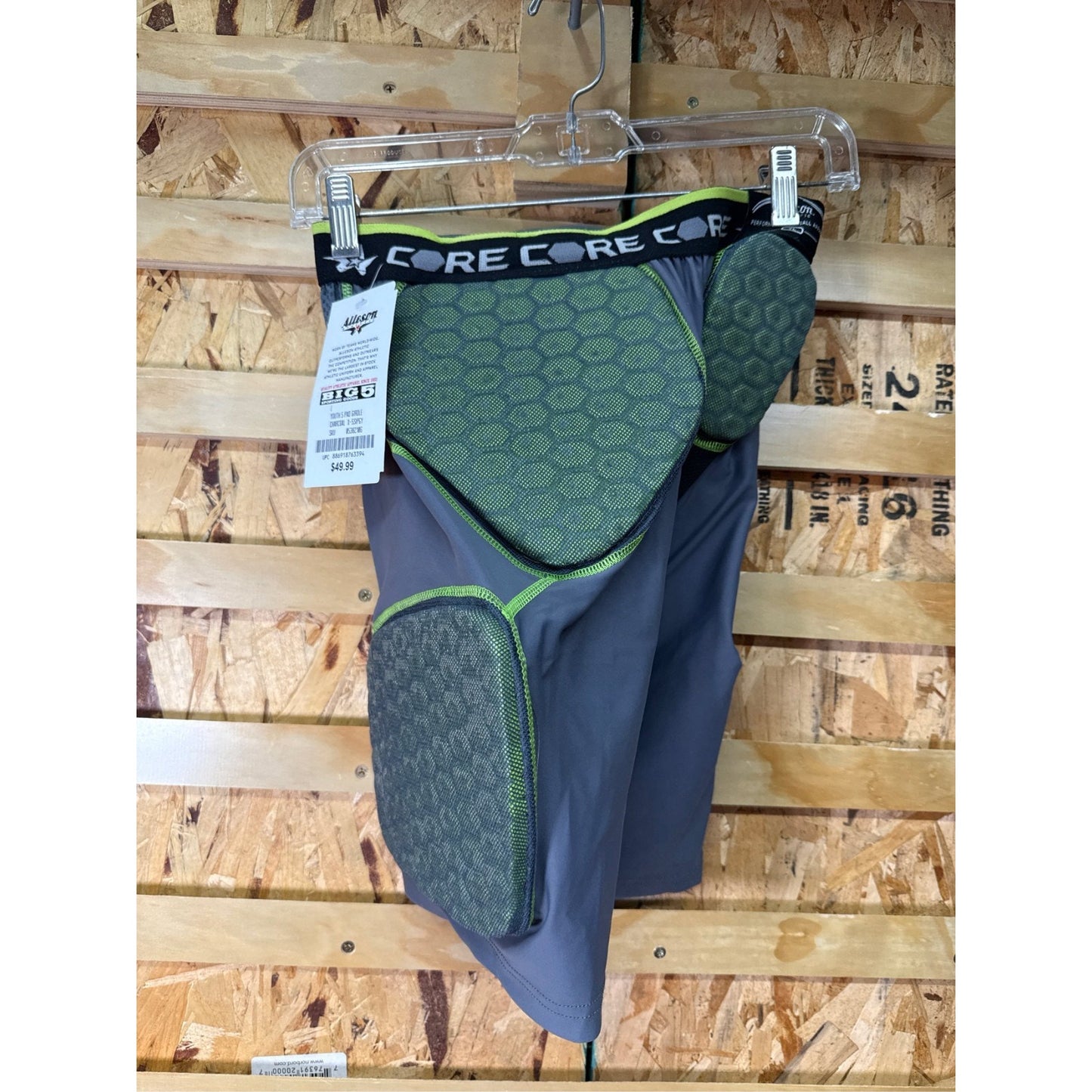 Alleson Youth Integrated 5 Pad Football Girdle - Large, Charcoal Combo