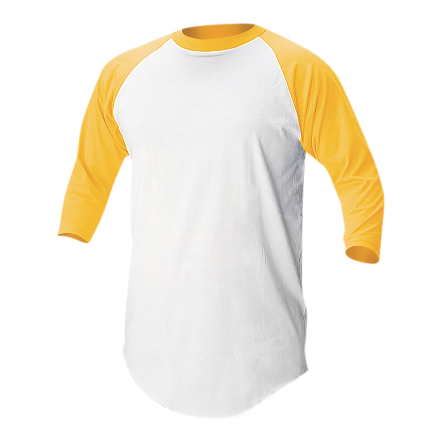 Soffe Adult Baseball & Softball Raglan Shirt - White/Gold, Size Small