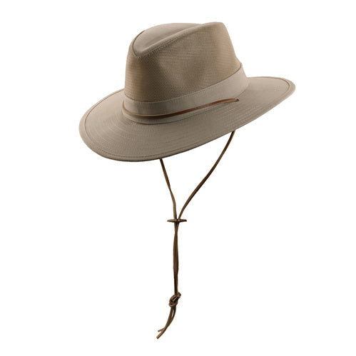 Dorfman Men's Safari Twill Hat with SPF 50+ Sun Protection - Khaki, Small