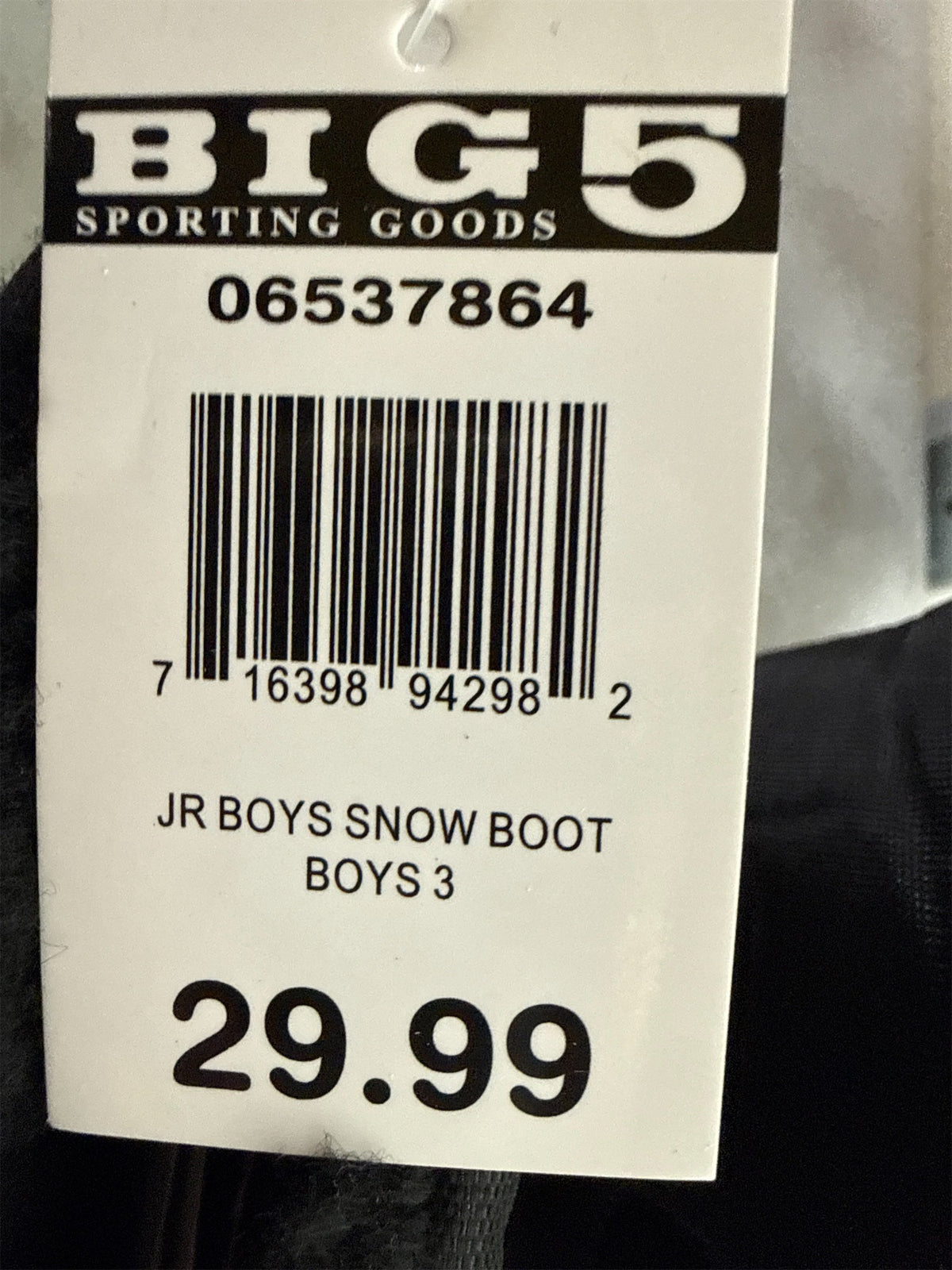 Junior Boys' Insulated Snow Boots - Black, Size 3