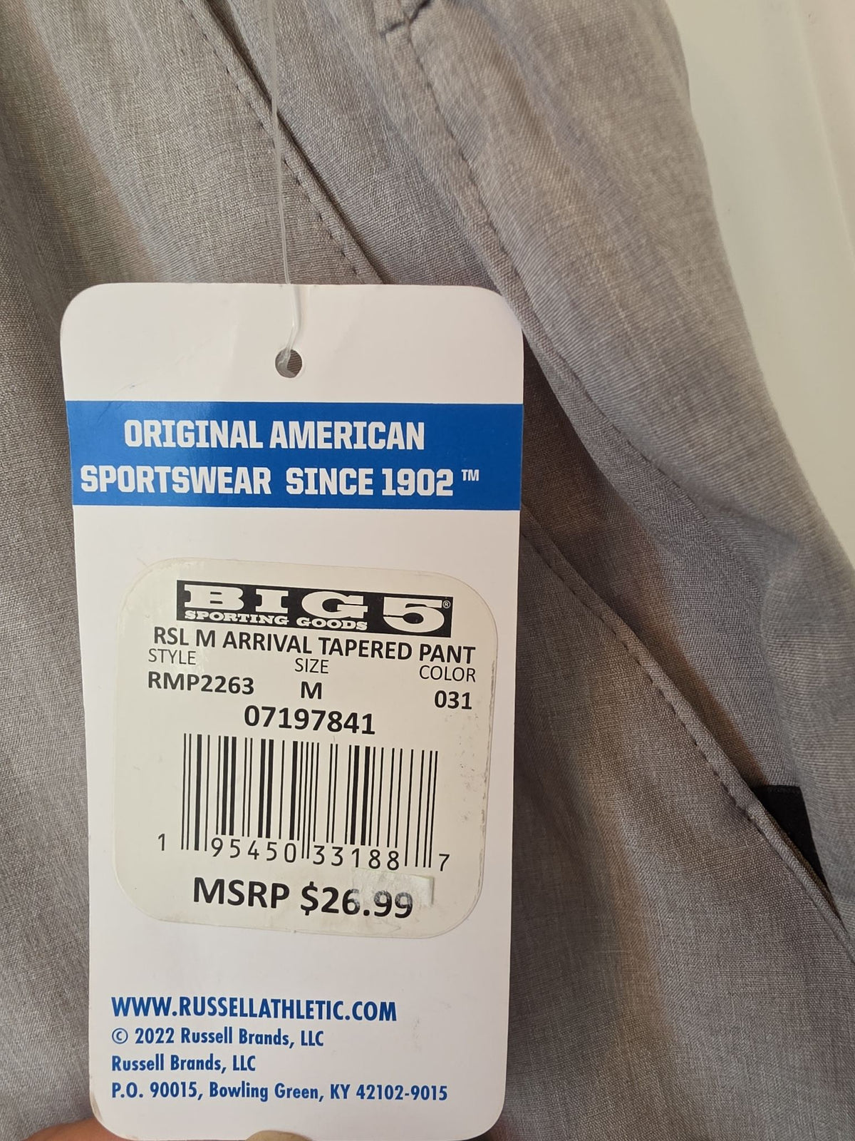 Russell Athletic Men's Arrival Tapered Athletic Pants - Gray, Medium