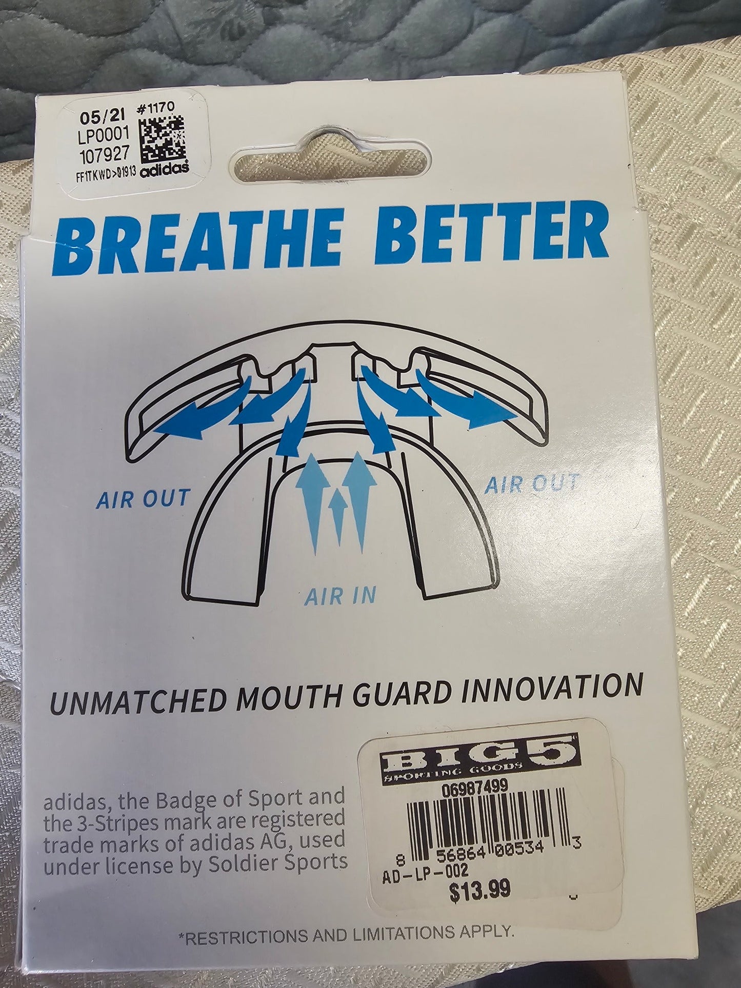 Adidas Quad Vent Lip Protector Mouthguard - White, One Size