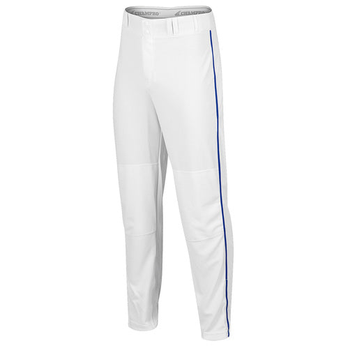 Champro Adult Triple Crown Open-Bottom Piped Baseball Pants - White/Royal, Size L