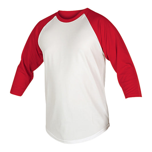 Champro Youth Dri-Gear 3/4 Sleeve Baseball & Softball Shirt - Red/White, Size S