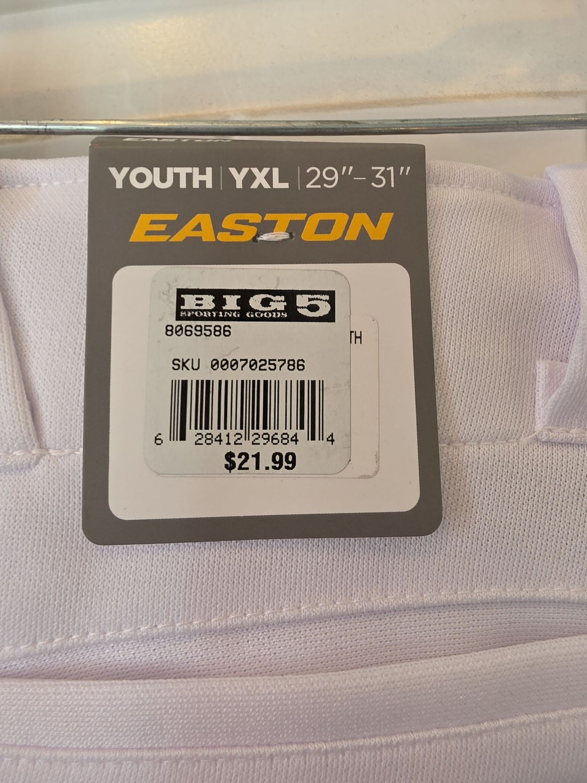 Easton Youth Hit and Run Baseball Pants, X-Large, White