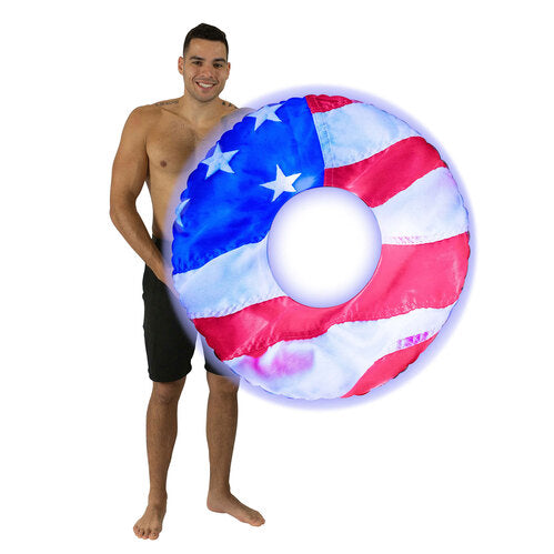 PoolCandy Illuminated Stars and Stripes Large Inflatable LED Pool Tube