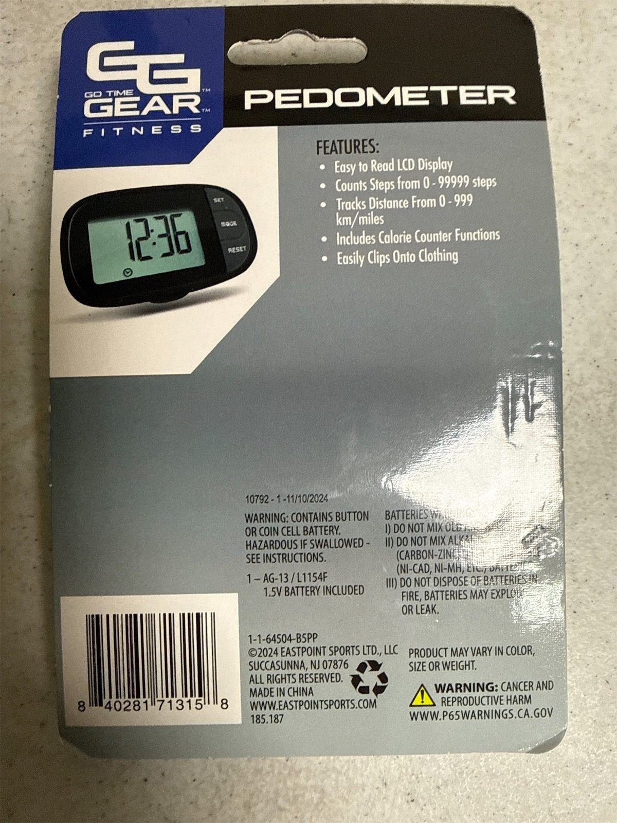 Go Time Gear Digital Pedometer with Step, Distance & Calorie Tracking