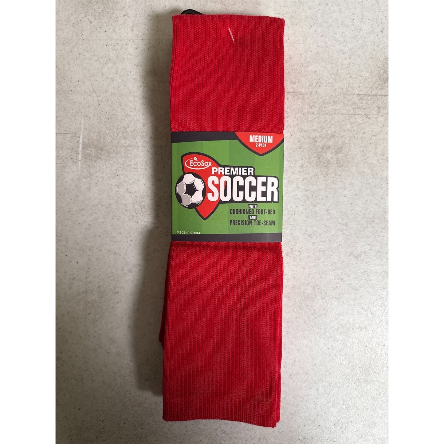 EcoSox Premier Soccer Socks - 2-Pack, Size 9-11, Red, 46276