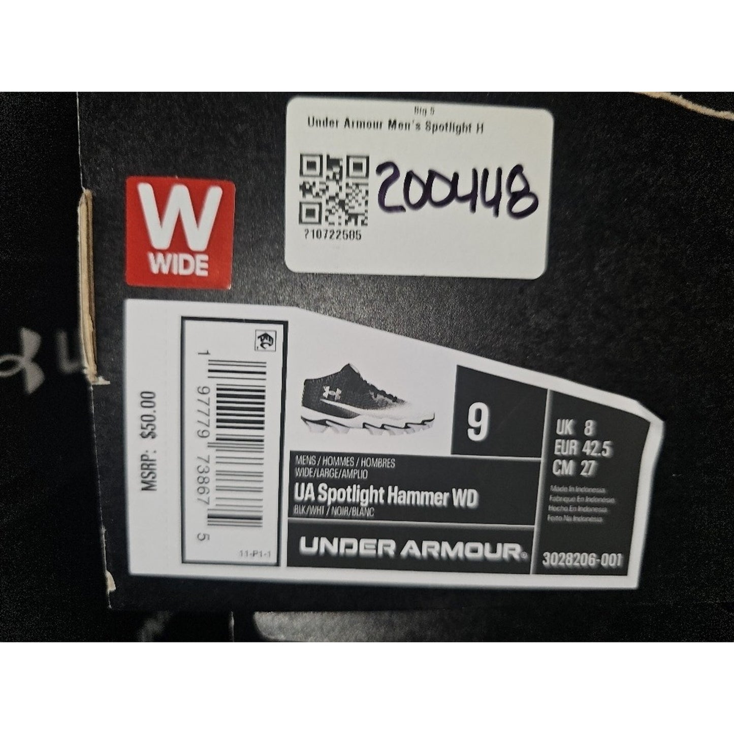 Under Armour Men's Spotlight Hammer RM Football Cleats Size 9