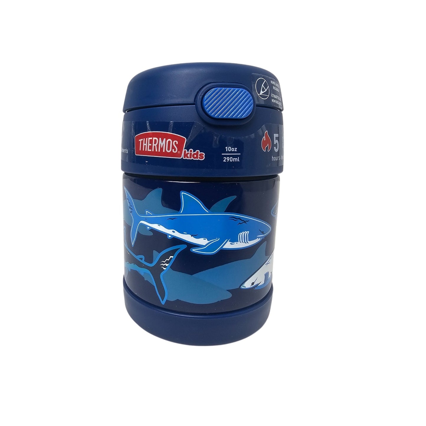 Thermos 10oz FUNtainer Food Jar - Navy Sharks *Missing Spoon