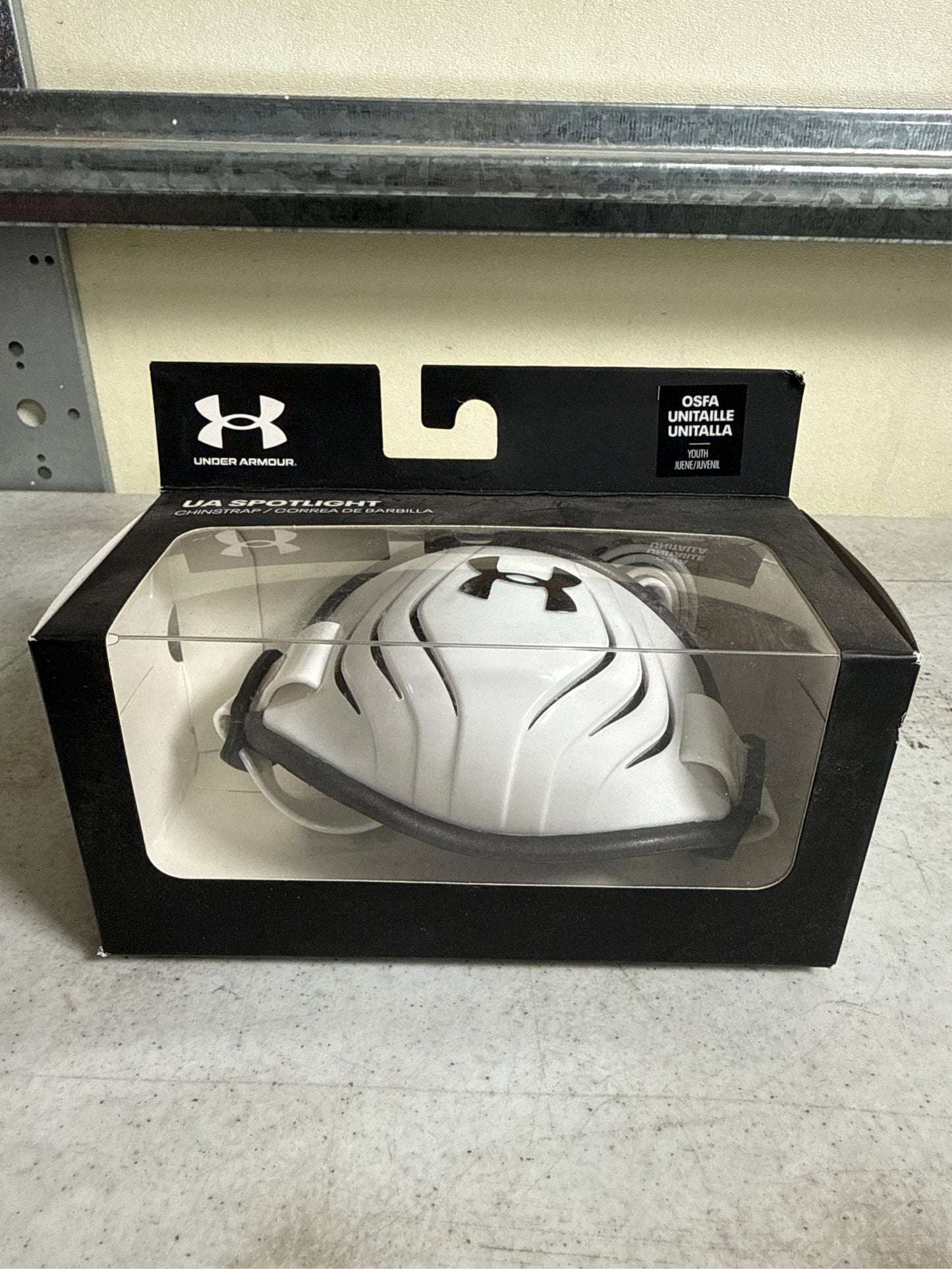 Under Armour Youth Spotlight Football Helmet Chin Strap - White/Black