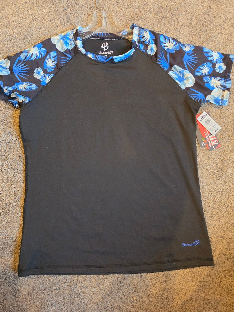 Burnside Women's Short-Sleeve Crewneck Rash Guard Swim Tee - Floral Print