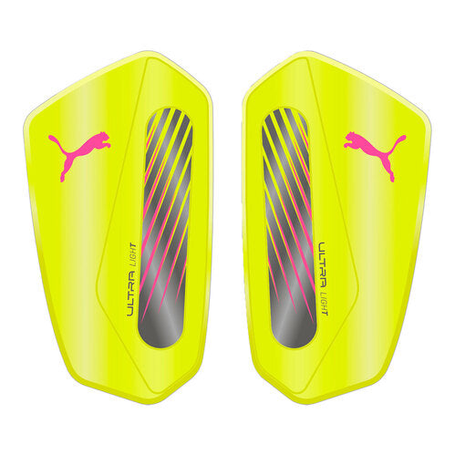 Puma Ultra Light Soccer Shin Guards - Yellow Alert/Silver, Size L
