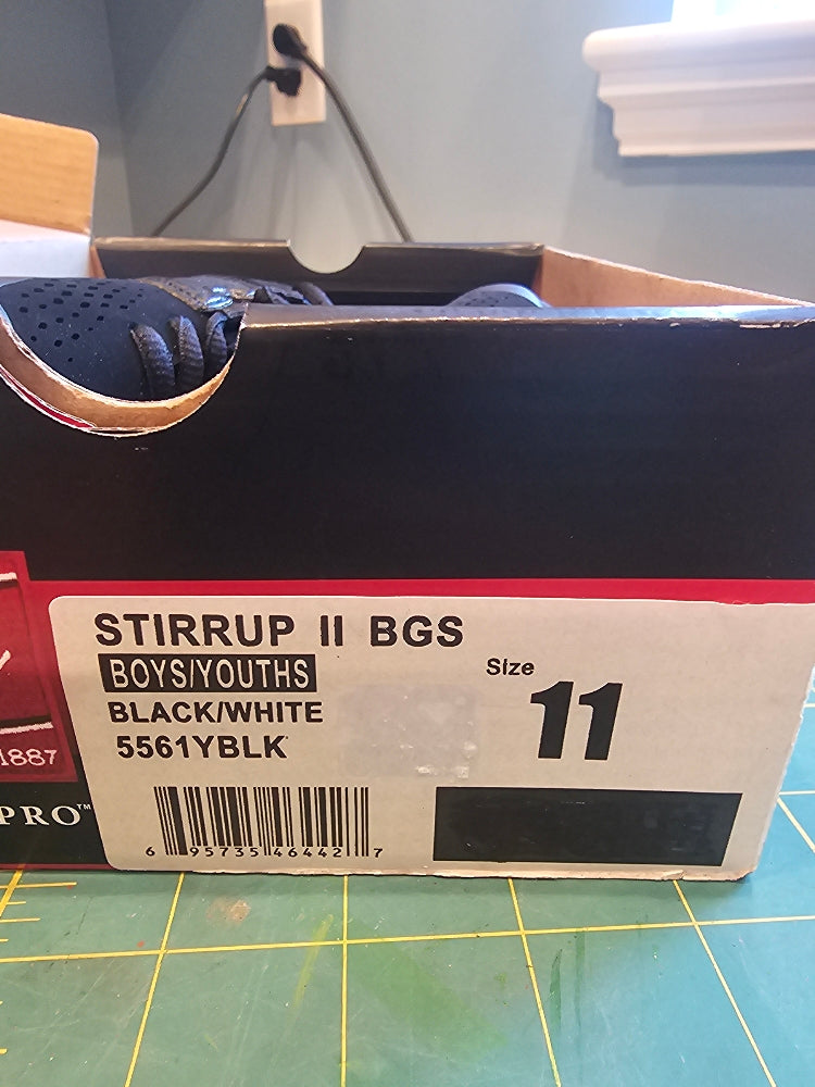 Rawlings Youth Stirrup II Baseball Cleats - Black/White, Size 11