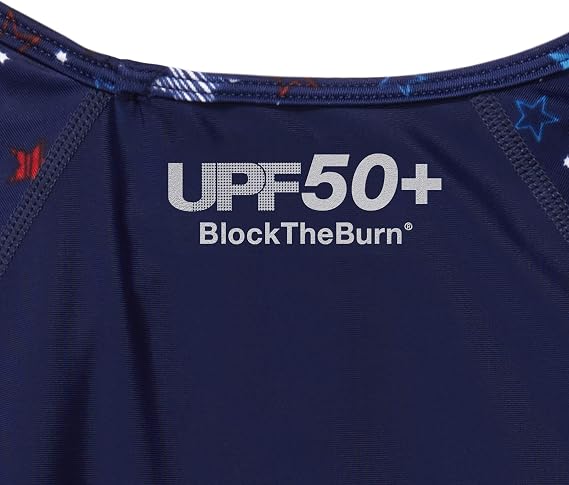 Speedo Girls' Long Sleeve Rashguard Swim Shirt - UPF 50+ Navy Print, Medium