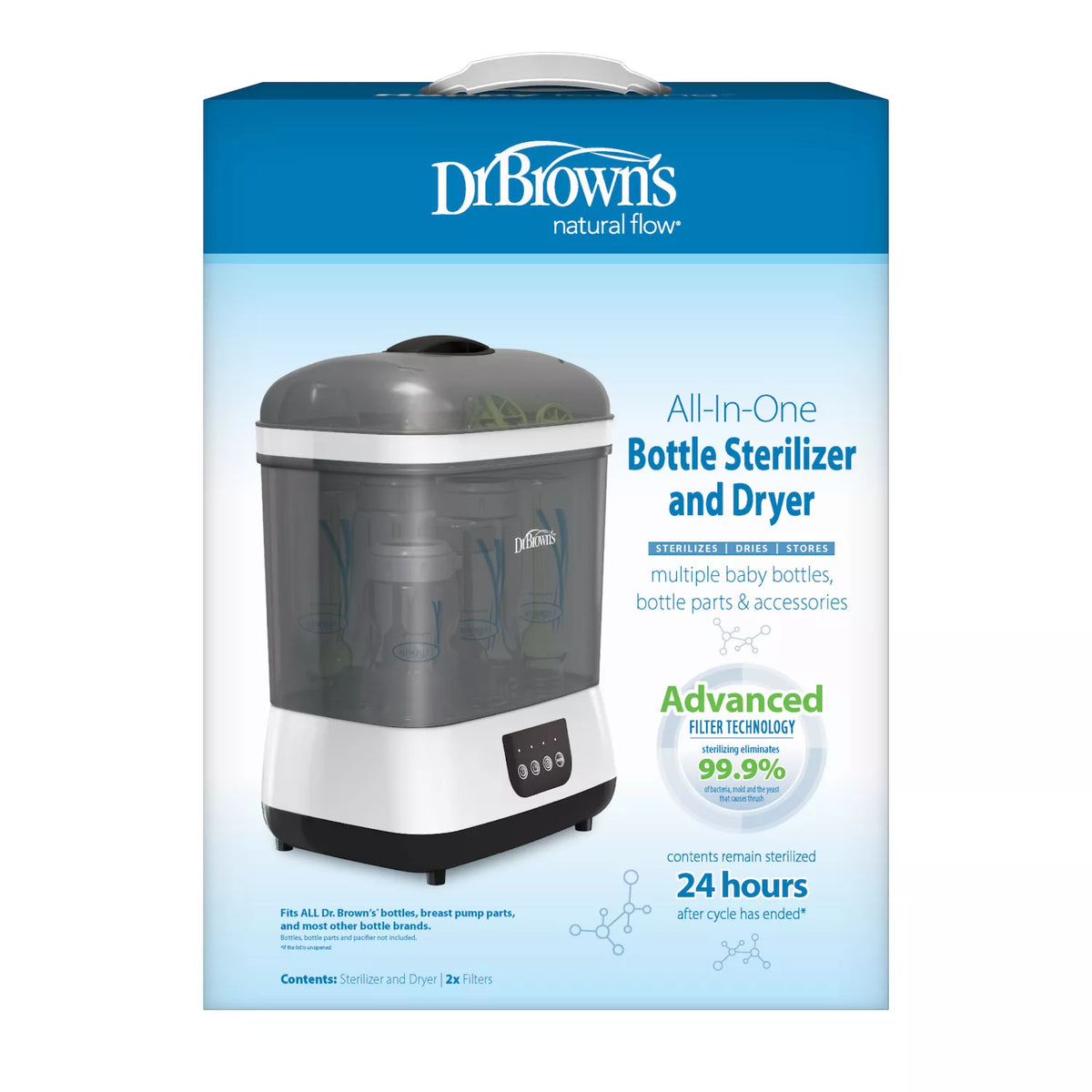 Dr. Brown's All-In-One Baby Bottle Sterilizer and Dryer - Gray/White