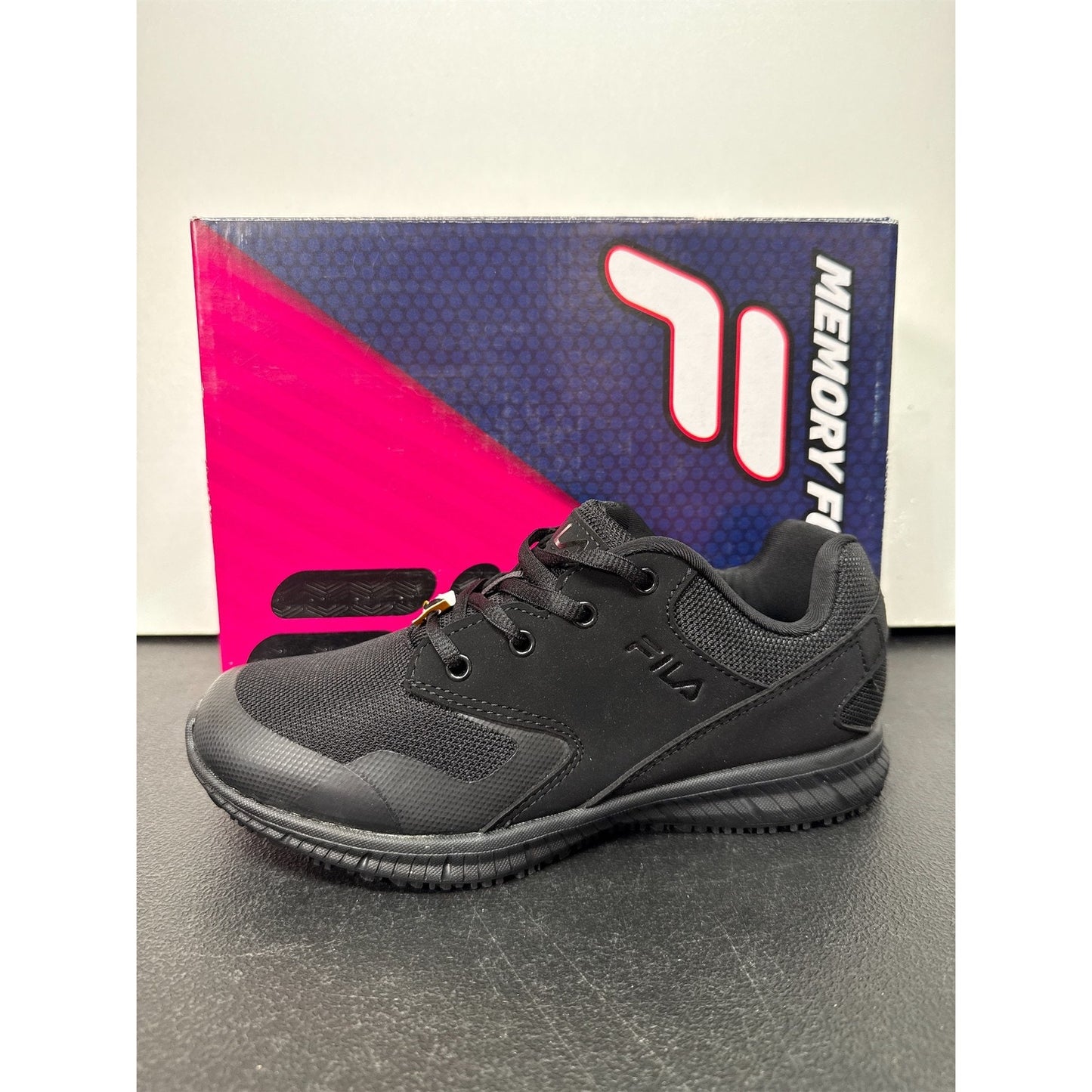 Fila Women's Slip Resistant Memory Layers Evo SR WR Shoes - Black, 7.5