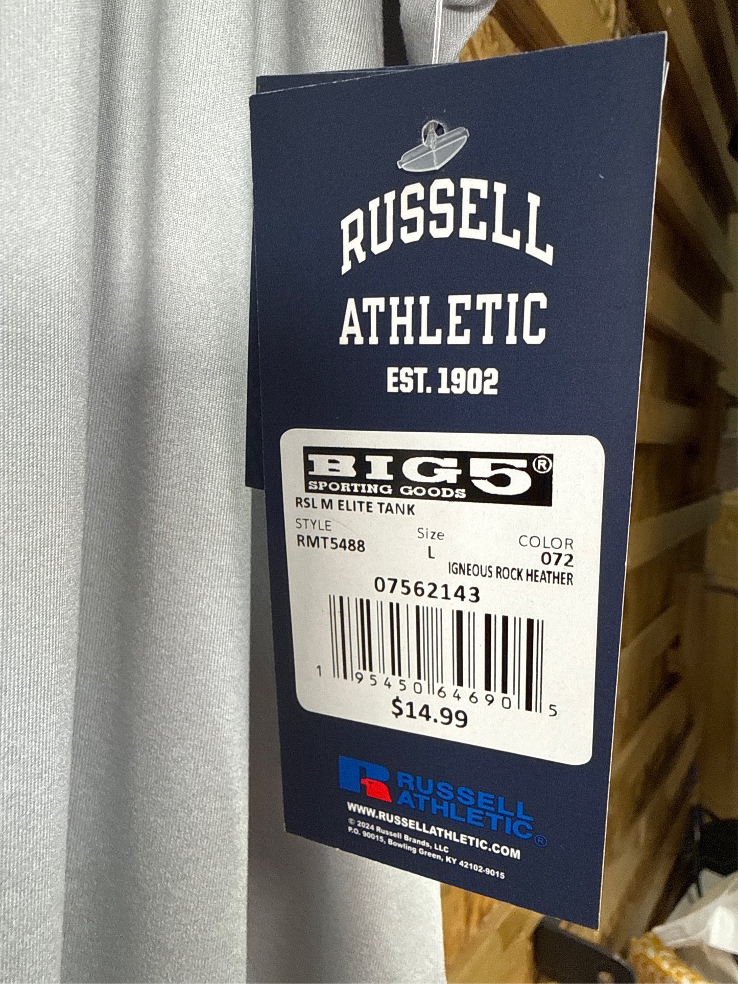 Russell Athletic Men's Elite Sleeveless Tank Top - Gray, Large