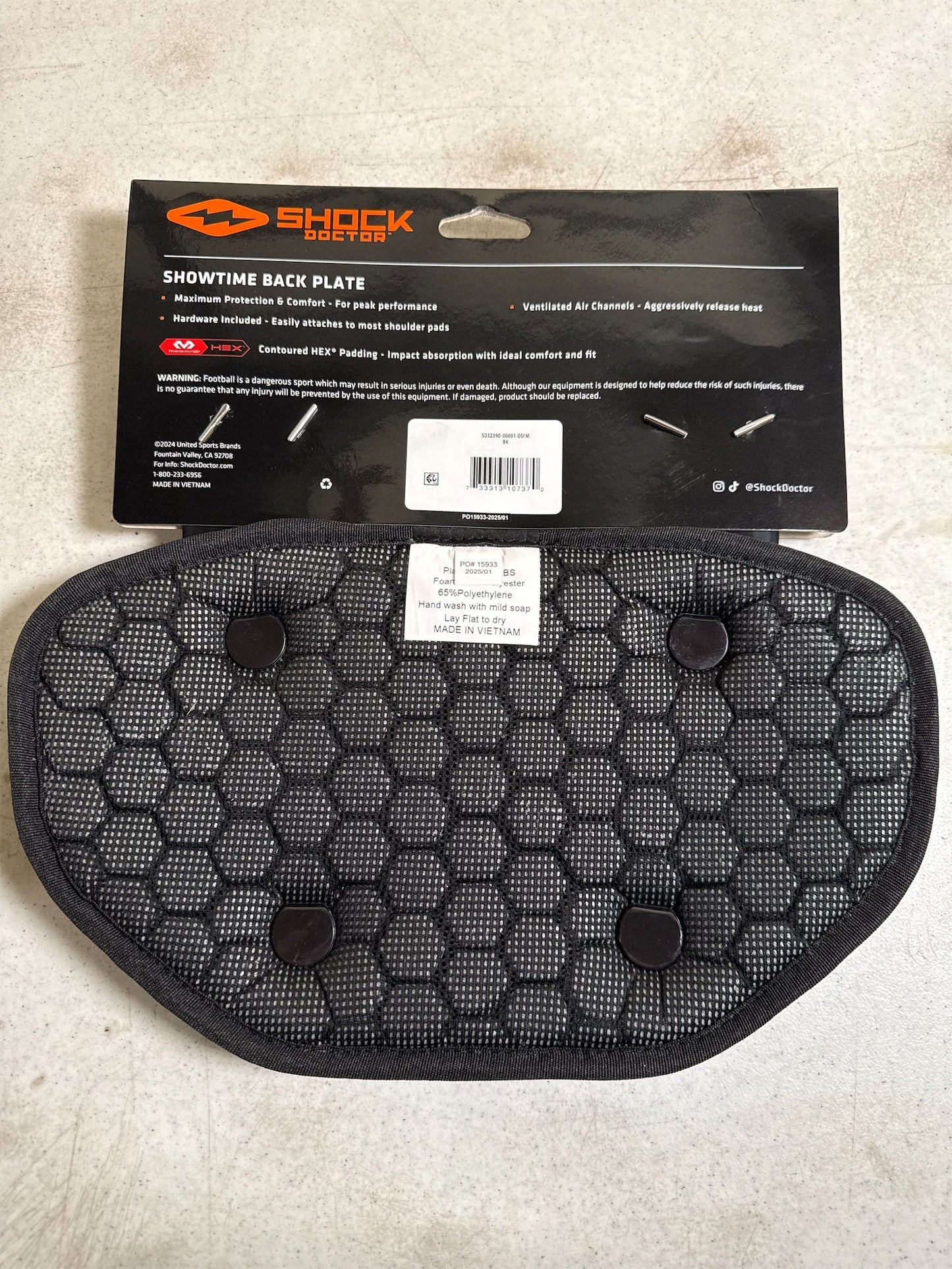 Shock Doctor Showtime Adult Football Back Plate - Black