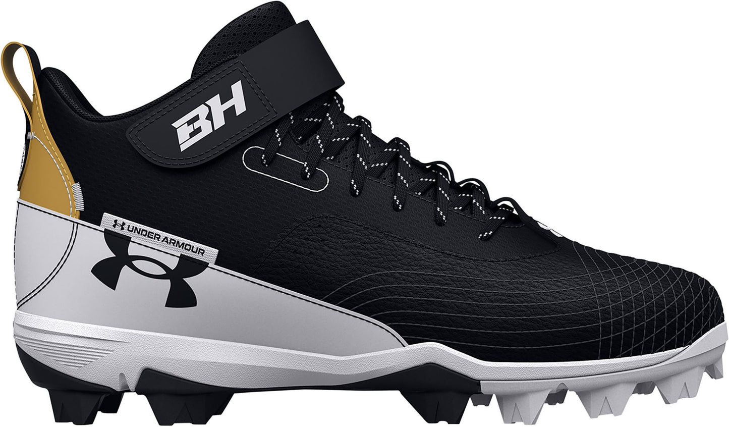 Under Armour Men's Harper 7 RM Baseball Cleats - Black/White, Size 8